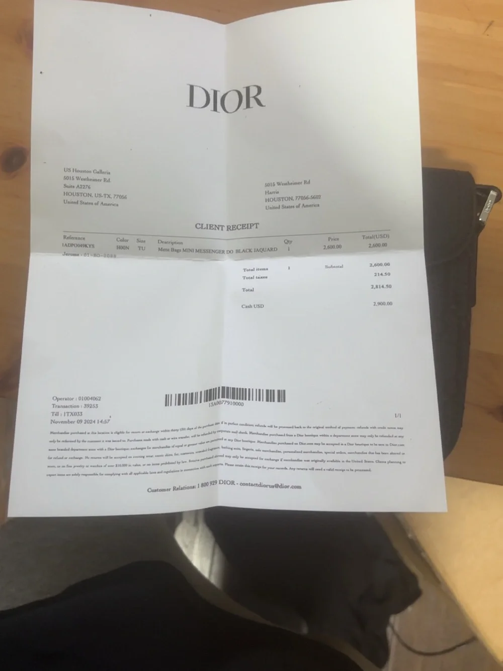 Dior Black Messenger Bag with Signature Jacquard